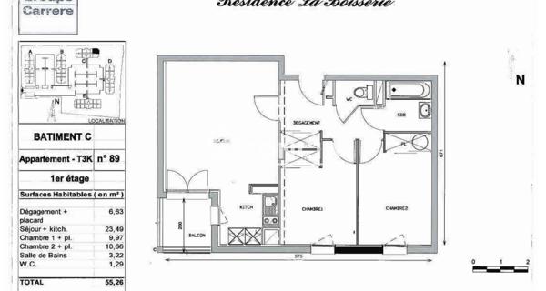 Location Appartement 3 pièces 55.26 m² - Avion 62210