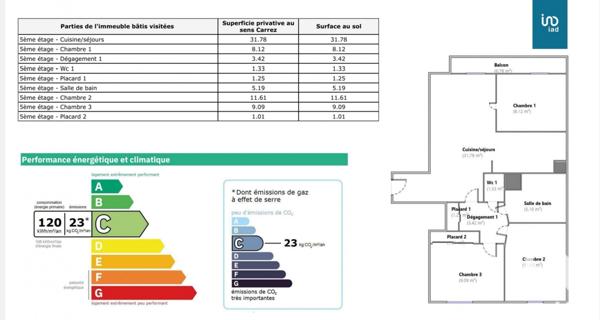 Appartement à vendre 3 pièces 73 m² Argenteuil