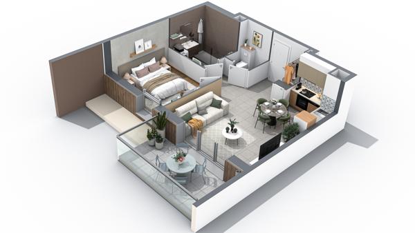 Appartement 2 pièces - 45 m²