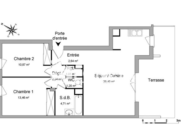 Location Appartement 3 pièces 65.53 m² - URBAN ET SENS . BAT D Crolles 38920