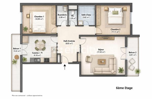 Appartement
         3 pièces
        - 65 m² Exclusivité 225 000 € *