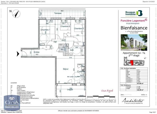 Appartement à louer 4 pièces 81.46m² Caen (14000)