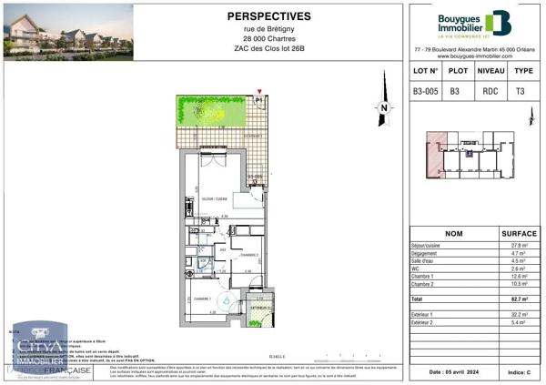 Appartement à louer 3 pièces 62.7m² Chartres (28000)