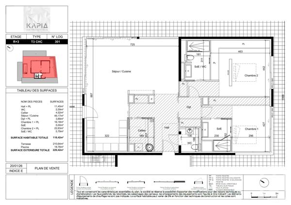 Appartement T3 à vendre  3 pièces - 118,42 m 2   CASTELNAU LE LEZ  - 34