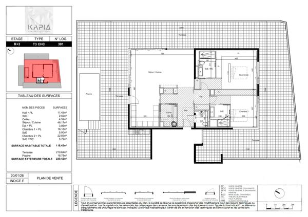 Appartement T3 à vendre  3 pièces - 118,42 m 2   CASTELNAU LE LEZ  - 34