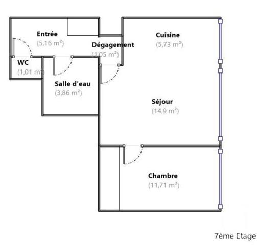 Appartement F2 à vendre  2 pièces - 43,42 m2 PARIS - 75013