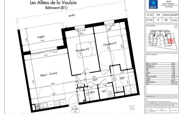 Appartement à vendre    3 pièces • 63,09 m2 Provins
