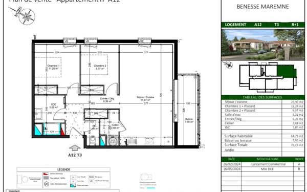 Appartement à vendre    3 pièces •  Bénesse-Maremne
