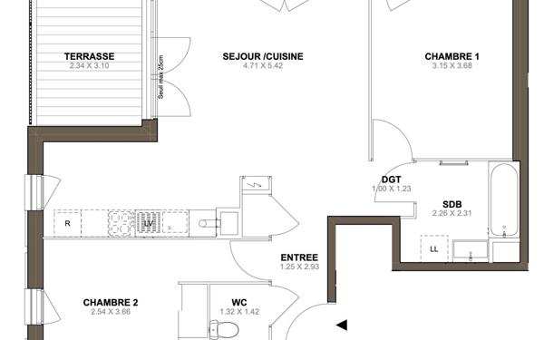 Appartement à vendre    3 pièces • 63,04 m2 Sain-Bel