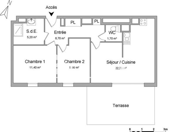 Location Appartement 3 pièces 58.95 m² - APPARTEMENT N°C106 Rennes 35000