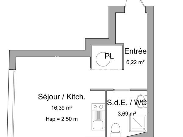 Location Studio meublé 26.3 m² - 62 ET 64 RUE ALFRED KASTLER La Rochelle 17000
