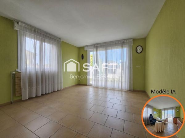 Maison familiale de 86m²,3 ch+bureau,Jardin,garage