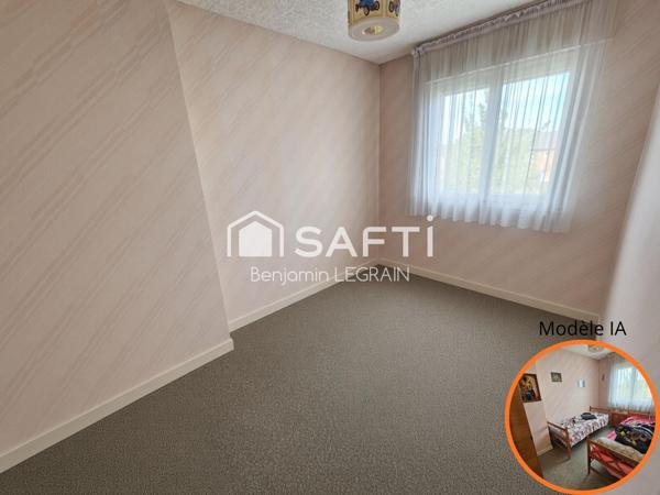 Maison familiale de 86m²,3 ch+bureau,Jardin,garage