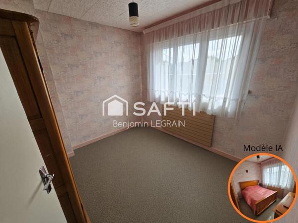 Maison familiale de 86m²,3 ch+bureau,Jardin,garage