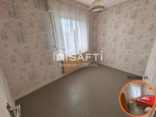 Maison familiale de 86m²,3 ch+bureau,Jardin,garage
