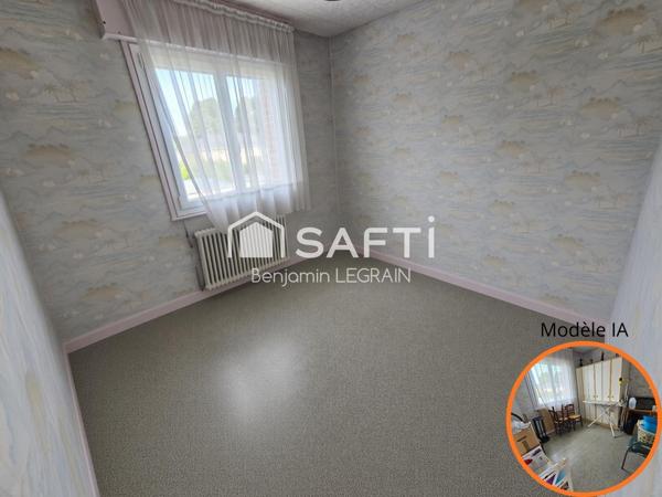 Maison familiale de 86m²,3 ch+bureau,Jardin,garage