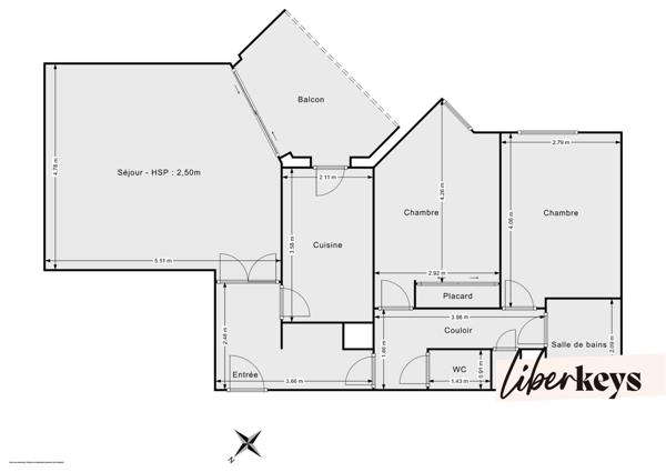 Appartement T3 de 71.65m² avec balcon - Lyon 6 Place de l’Europe – Face aux Halles