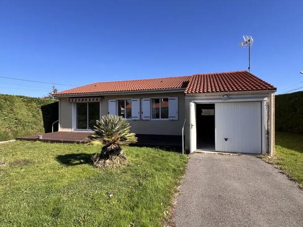 Maison de plain-pied 2 chambres, garage, jardin clos, terras