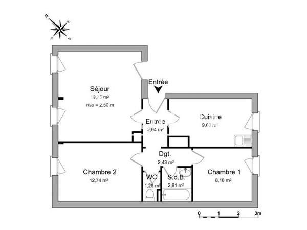 Location Appartement 3 pièces 59.5 m² - 11 RUE DU TRIANGLE Mulhouse 68100
