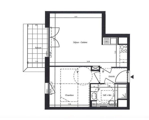 Appartement 2 pièces                                        - 44600 Saint-Nazaire Réf : 3757