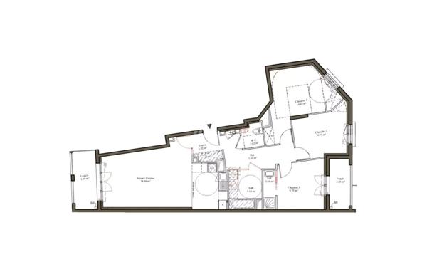 PUTEAUX/ Bergères - Appartement 4 pièces 82m² - 2 Terrasses - 1 Parking