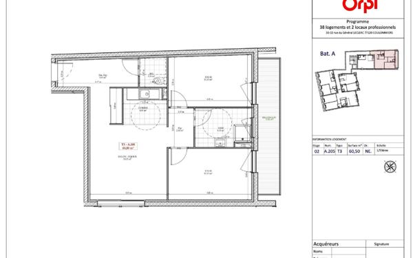 Appartement à vendre    3 pièces • 60,50 m2 Coulommiers