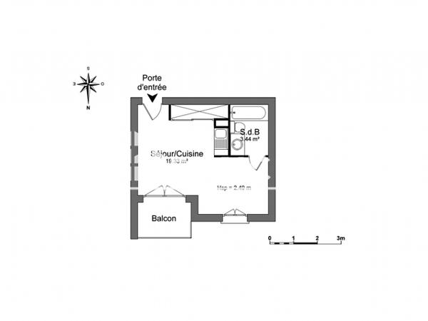 Location Studio 22.77 m² - 134 BLD NUNGESSER ET COLI Perpignan 66000