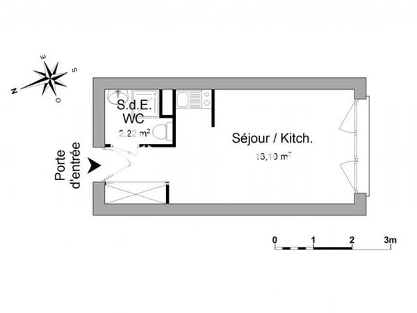 Location Studio 18.32 m² - 7 RUE ADRIEN RICARD Grenoble 38000