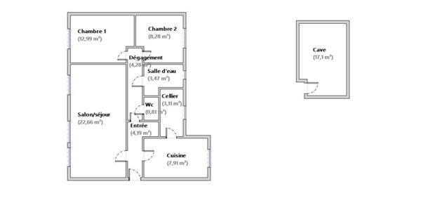 Appartement 3 pièces - 68 m²