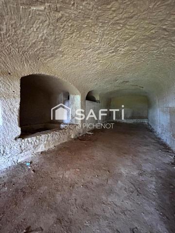 Ensemble troglodyte rare avec deux caves et terrain arboré dominant.