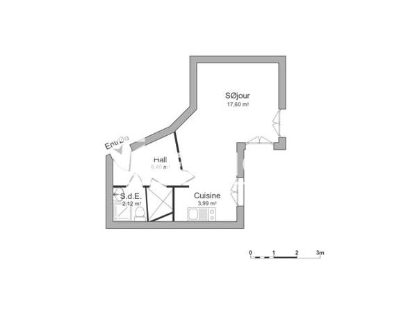 Location Studio 30.11 m² - 5 PLACE DES 3 GARES Cergy Le Haut 95800