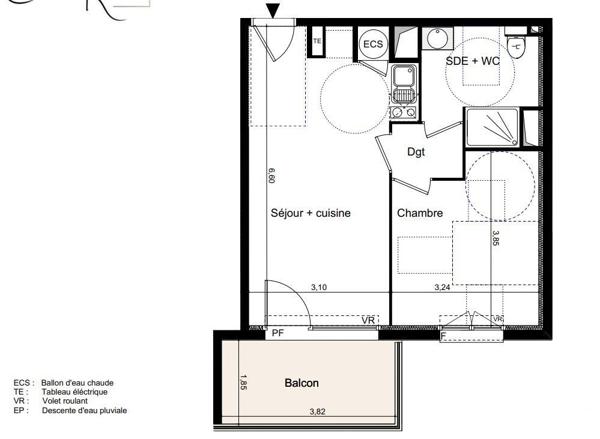 Appartement 2 pièces de 40 m² à Castelnaudary (11400)
