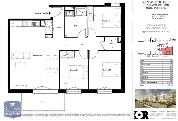 Appartement à louer 4 pièces 83.3m² Poitiers (86000)