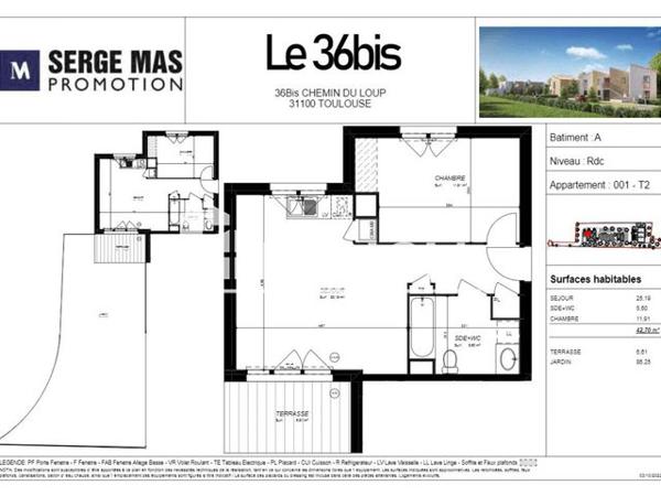 Location Appartement 2 pièces 42.7 m² - LE 36 BIS 36 CHEMIN DU LOUP Toulouse 31100