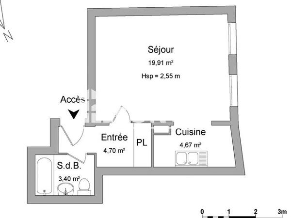 Location Studio 32.7 m² - 12 RUE DES ALLOIS Limoges 87000