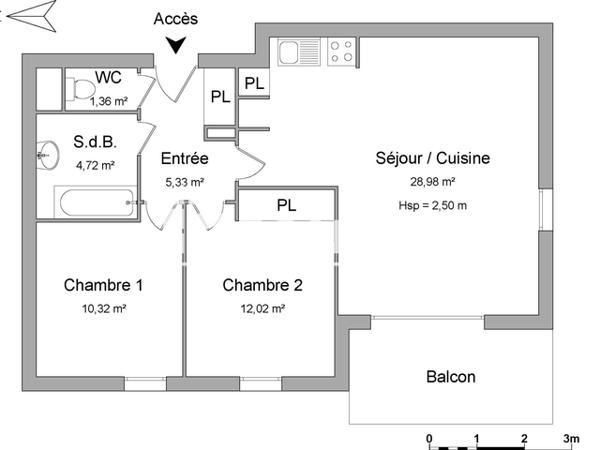 Location Appartement 3 pièces 62.73 m² - 1-3 RUE FRANCOIS-PAUL DE BRUEY Cugnaux 31270