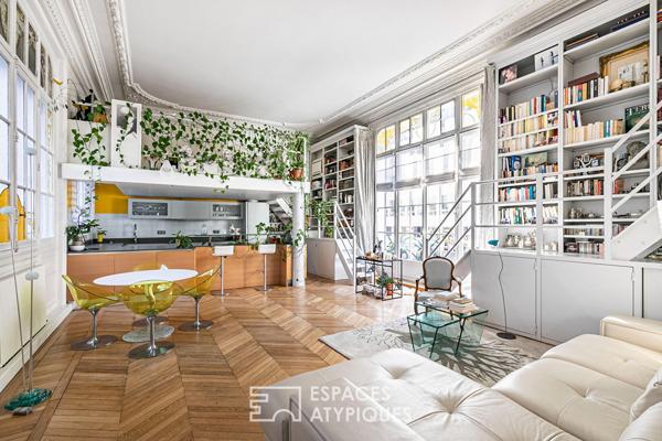 Étage noble traversant esprit loft avec balcon – Place Loulou Gasté