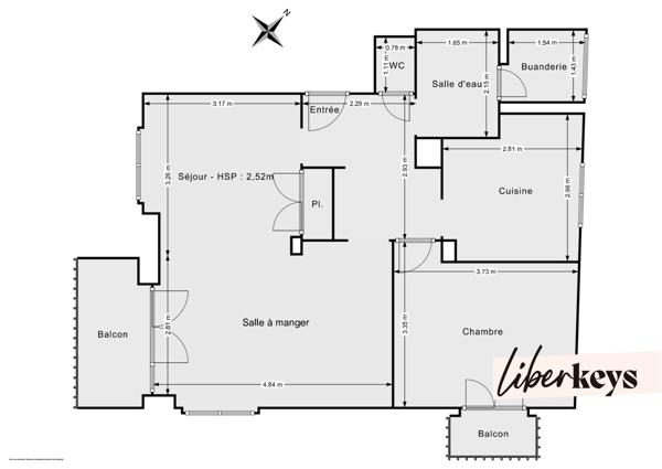 Appartement 3 pièces 59 m²