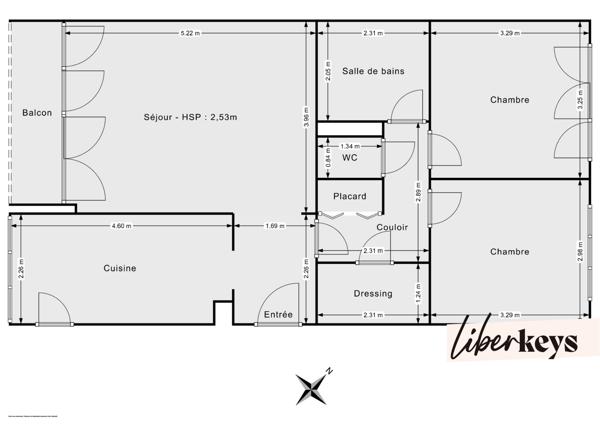 Apppartement traversant 3 pièces de 67m² avec balcon | rue du Petit Bois | Plaisir
