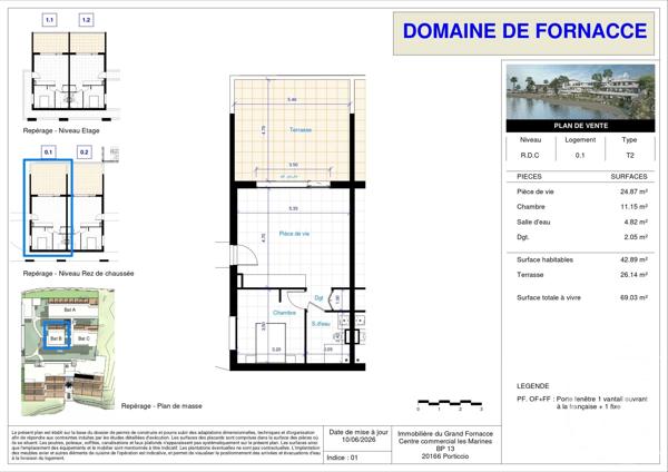 Appartement T2 à vendre  2 pièces - 42,89 m 2   PORTICCIO  - 201