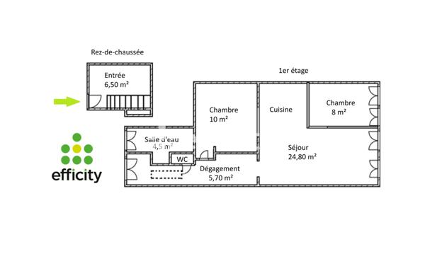 Appartement 3 pièces - 62 m² Exclusivité efficity