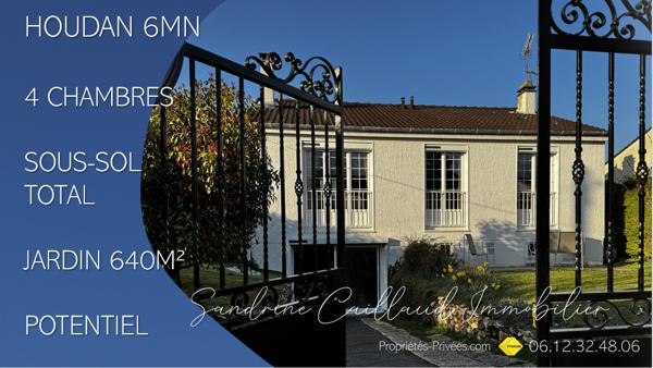 HOUDAN 6mn - Charmante maison des années 70 - plain-pied avec sous-sol total - 4 chambres - terrain 640m² -  325000 Euros HAI