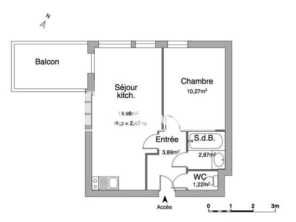 Location Appartement 2 pièces 37.2 m² - RUE DE L ABBAYE DE CITEAUX Pau 64000