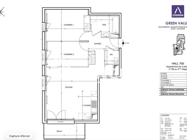 Location Appartement 3 pièces 64.81 m² - Louviers 27400