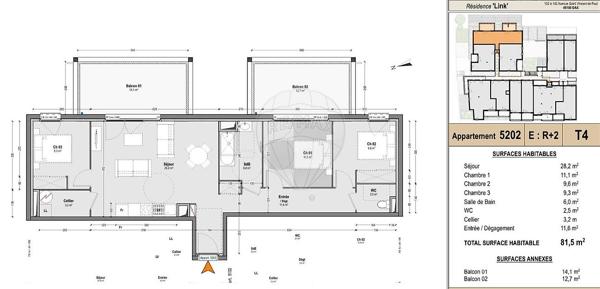 Appartement 3 chambre(s) à vendre - Dax, Landes - 40