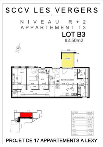 Appartement de standing T3,2ch à Lexy