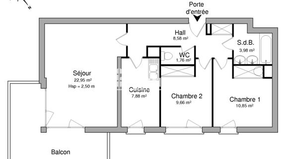 Location Appartement 3 pièces 65.66 m² - Pau 64000