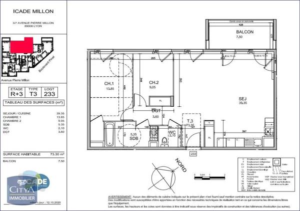 Appartement à louer 3 pièces 73.7m² Lyon 8e Arrondissement (69008)