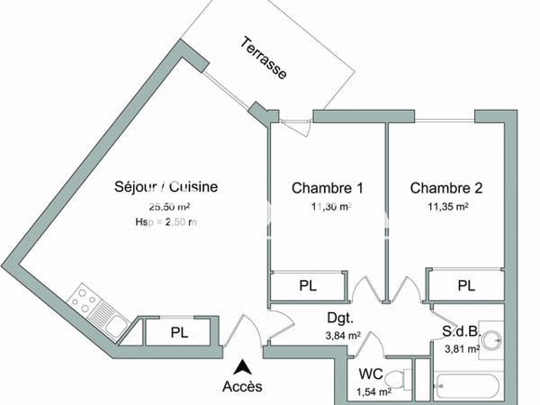 Location Appartement 3 pièces 57.34 m² - LIEU DIT JOULIOU DE HAUT Saint Sever 40500