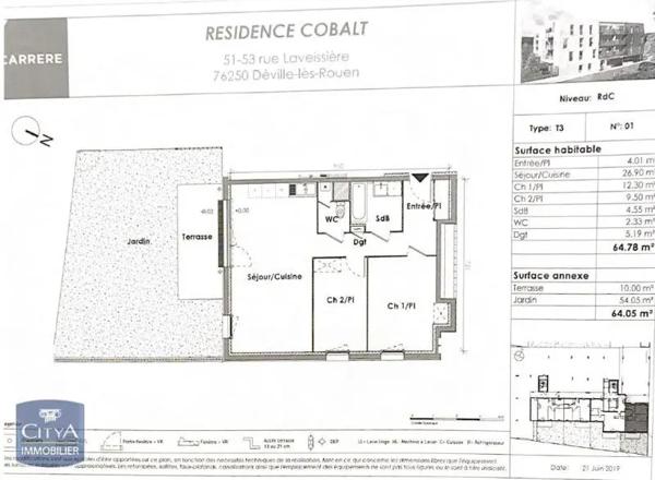 Appartement à louer 3 pièces 64.78m² Déville-lès-Rouen (76250)
